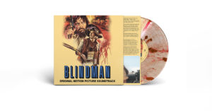 Blindman soundtrack jacket, inner sleeve, and blood-splattered vinyl
